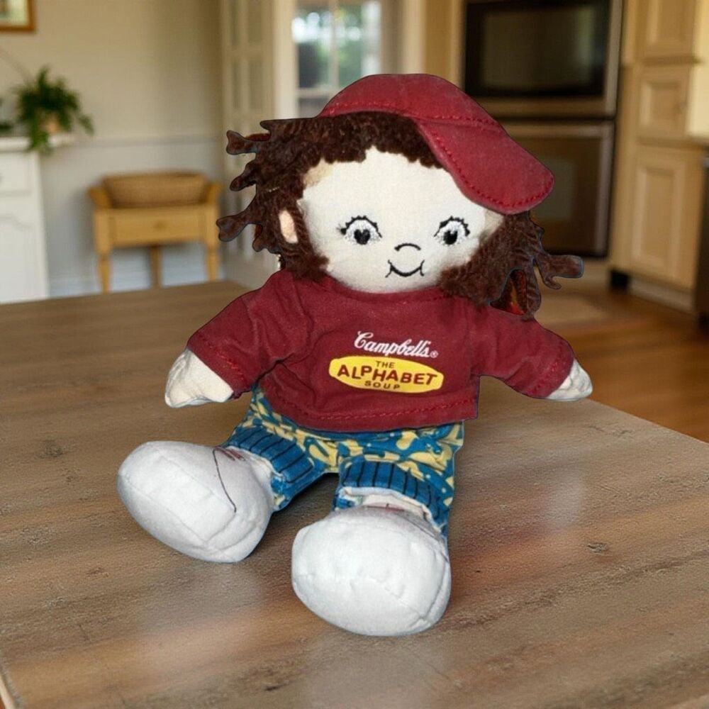 Vintage 2001 Campbell's The Alphabet Soup Plush Beanie Boy Doll 7.5" P16